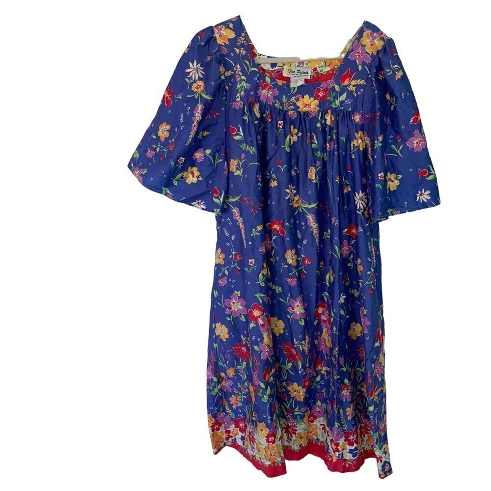 Two Potato Womens Lounge Dress Purple Size Medium Vintage Floral Made In USA